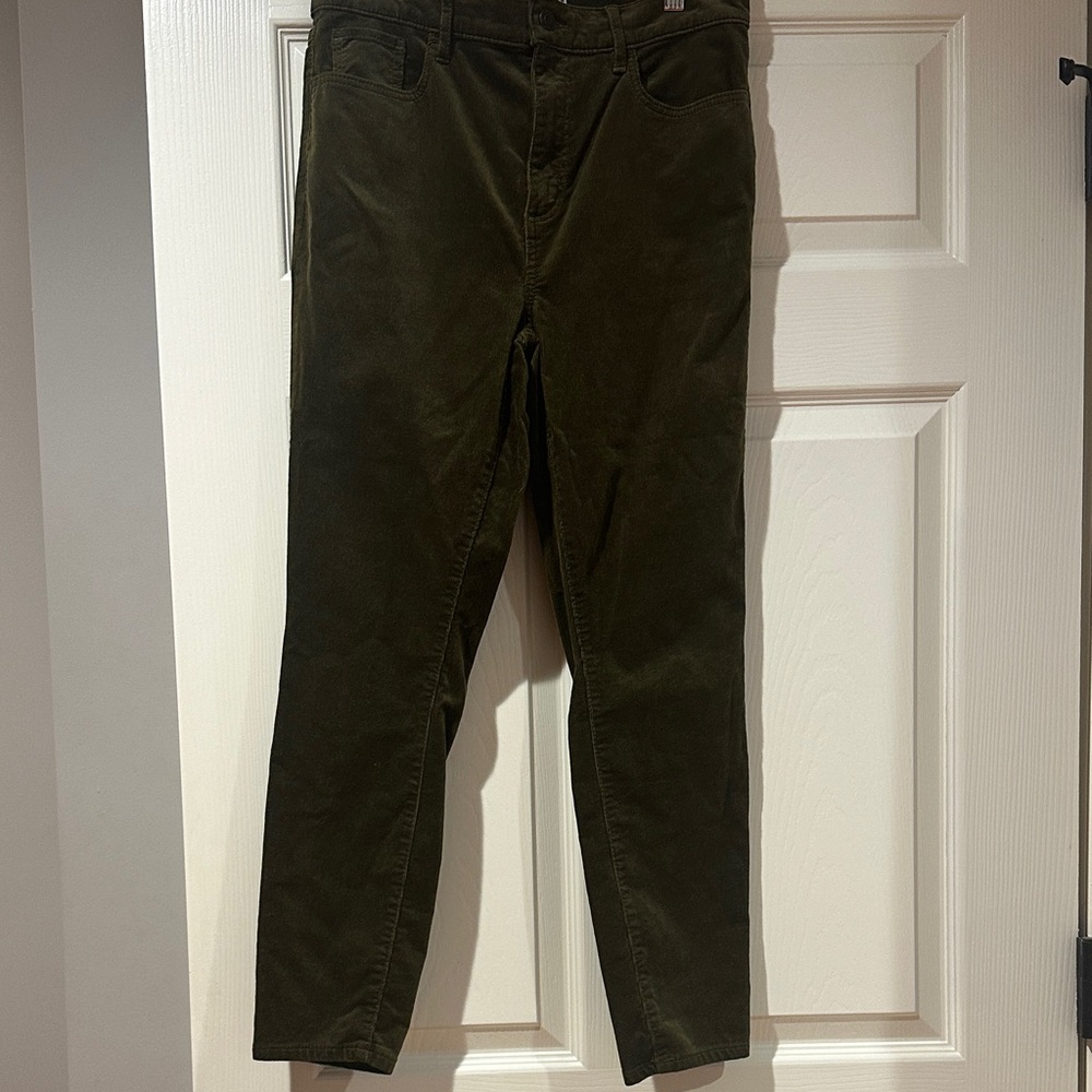 Loft women's corduroy high waist skinny Olive Green Pants size 8